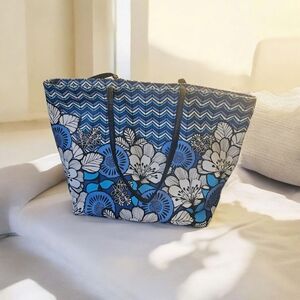 Floral Blue Tote Bag